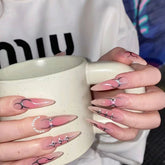 Pink Mechanical Patch(Handmade Custom Nails)/10Pcs Stiletto Nails