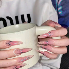 Pink Mechanical Patch(Handmade Custom Nails)/10Pcs Stiletto Nails