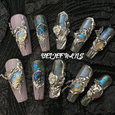 Steel Rose(Handmade Custom Nails)/10Pcs Coffin Nails
