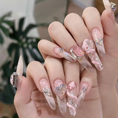 Pink Snake(Handmade Custom Nails)/10Pcs Coffin Nails