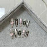 Silver Star(Handmade Custom Nails)/10Pcs Coffin Nails