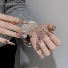 Rose Quartz(Handmade Custom Nails)/10Pcs Almond Nails