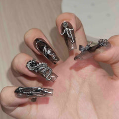 Butterfly Dragon(Handmade Custom Nails)/10Pcs Coffin Nails
