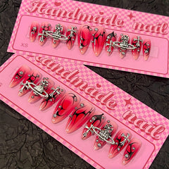 Fire Planet(Handmade press on nails)/10Pcs Almond Nails