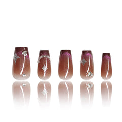 Chain Starburst Cat Eye(Handmade press on nails)/10Pcs Coffin Nails