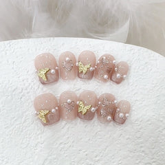 Butterfly Cat Eye Heart Handmade press on Nails / 10Pcs Squoval Nails