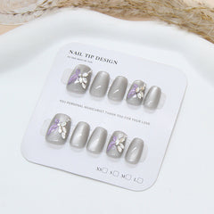 3D Diamond Butterfly Cat Eye(Handmade press on nails)/10Pcs Squoval Nails