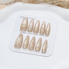 Snake & Ice Butterfly Cat Eye(Handmade press on nails)/10Pcs Stiletto Nails