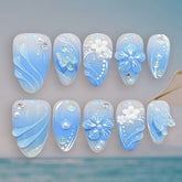 Fantasy Butterfly 3D Flower Press on Nails 10Pcs Medium Almond Nails