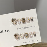 Full Diamond Explosion Cat Eye(Handmade press on nails)/10Pcs Squoval Nails