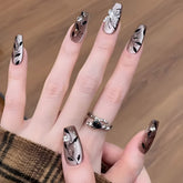 Ink Butterfly Cat Eye Press on Nails 24Pcs Medium Coffin Nails