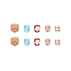 Polka Dot Bear Flowers(Handmade Press On Nails)/10Pcs Short Children's Nails