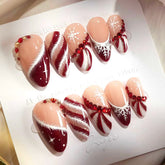 Frosty Christmas Presson on Nails 10Pcs Medium Almond Nails