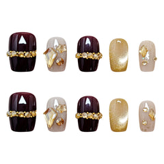 Sweet Starry Sky Cat Eye(Handmade press on nails)/10Pcs Square Nails