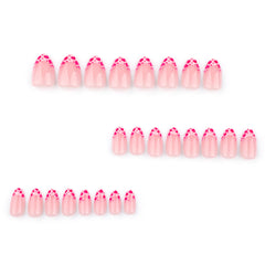 Pink Love French Press on Nails 24Pcs Medium Almond Nails