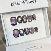 Obsidian Star Eclipse Handmade press on Nails / 10Pcs Squoval Nails