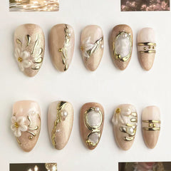 Moonlight White Tea Presson on Nails 10Pcs Medium Almond Nails