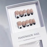Diamond Bow(Handmade press on nails)/10Pcs Squoval Nails
