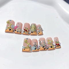 Leopard Bloom(Handmade press on nails)/10Pcs Square Nails