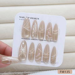 Snake & Ice Butterfly Cat Eye(Handmade press on nails)/10Pcs Stiletto Nails