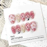 French Cow Pattern on Nails 10Pcs Short Almond Nails