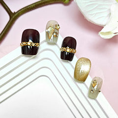 Sweet Starry Sky Cat Eye(Handmade press on nails)/10Pcs Square Nails