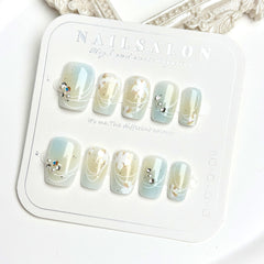 Fresh Flowers(Handmade press on nails)/10Pcs Square Nails