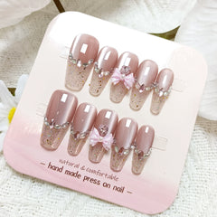 Explosive Diamond Cat Eye(Handmade press on nails)/10Pcs Ballerina Nails