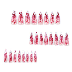 Red Flame French Press on Nails 24Pcs Long Stiletto Nails