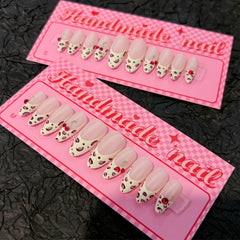 Leopard French Cherry(Handmade press on nails)/10Pcs Almond Nails