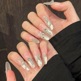 Butterfly French Cat Eye(Handmade press on nails)/10Pcs Stiletto Nails