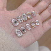Pink Regalia(Handmade press on nails)/10Pcs Square Nails