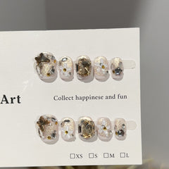 Full Diamond Explosion Cat Eye(Handmade press on nails)/10Pcs Squoval Nails