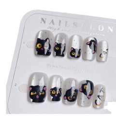 Bombay Cat Cat Eye(Handmade press on nails)/10Pcs Squoval Nails