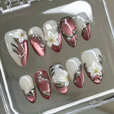 Gilt Magnolia Presson on Nails 10Pcs Medium Almond Nails