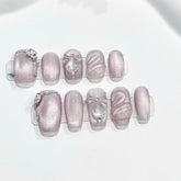 Diamond Swan Cat Eye Gradient(Handmade press on nails)/10Pcs Squoval Nails