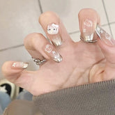 French Kitty Cat Eye(Handmade press on nails)/10Pcs Ballerina Nails