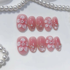 Sea Salt Powder Carved Cat Eye(Handmade press on nails)/10Pcs Oval Nails