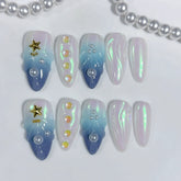 Beach Stars Water Ripple(Handmade press on nails)/10Pcs Almond Nails