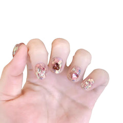 Sparkling Heart Sequins Handmade press on Nails / 10Pcs Squoval Nails