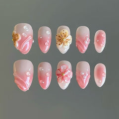 Blush Spring on Nails 10Pcs Short Almond Nails