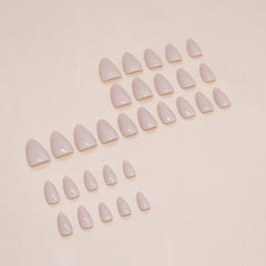 Nude Handmade press on Nails / 24Pcs Almond Nails
