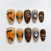 Ghost & Bat Presson on Nails 10Pcs Medium Almond Nails