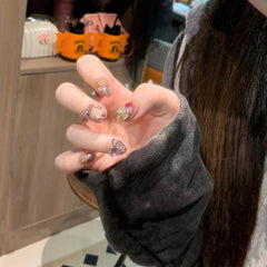 Diamond Wreath Cat Eye Handmade press on Nails / 10Pcs Squoval Nails