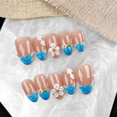 Island Vacation Style on Nails 10Pcs Short Almond Nails