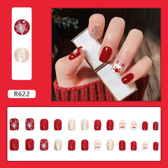 Cute Elk Press on Nails 24Pcs Short Squoval Nails