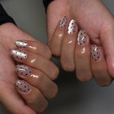 Polka Dots Cat Eye Presson on Nails 24Pcs Short Oval Nails