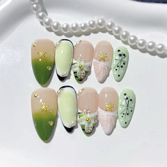 Island Style(Handmade press on nails)/10Pcs Almond Nails