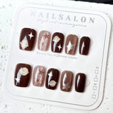 Planet Gilt Cat Eye on Nails 10Pcs Short Square Nails