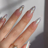 Shiny Pearls Press on Nails 24Pcs Medium Almond Nails